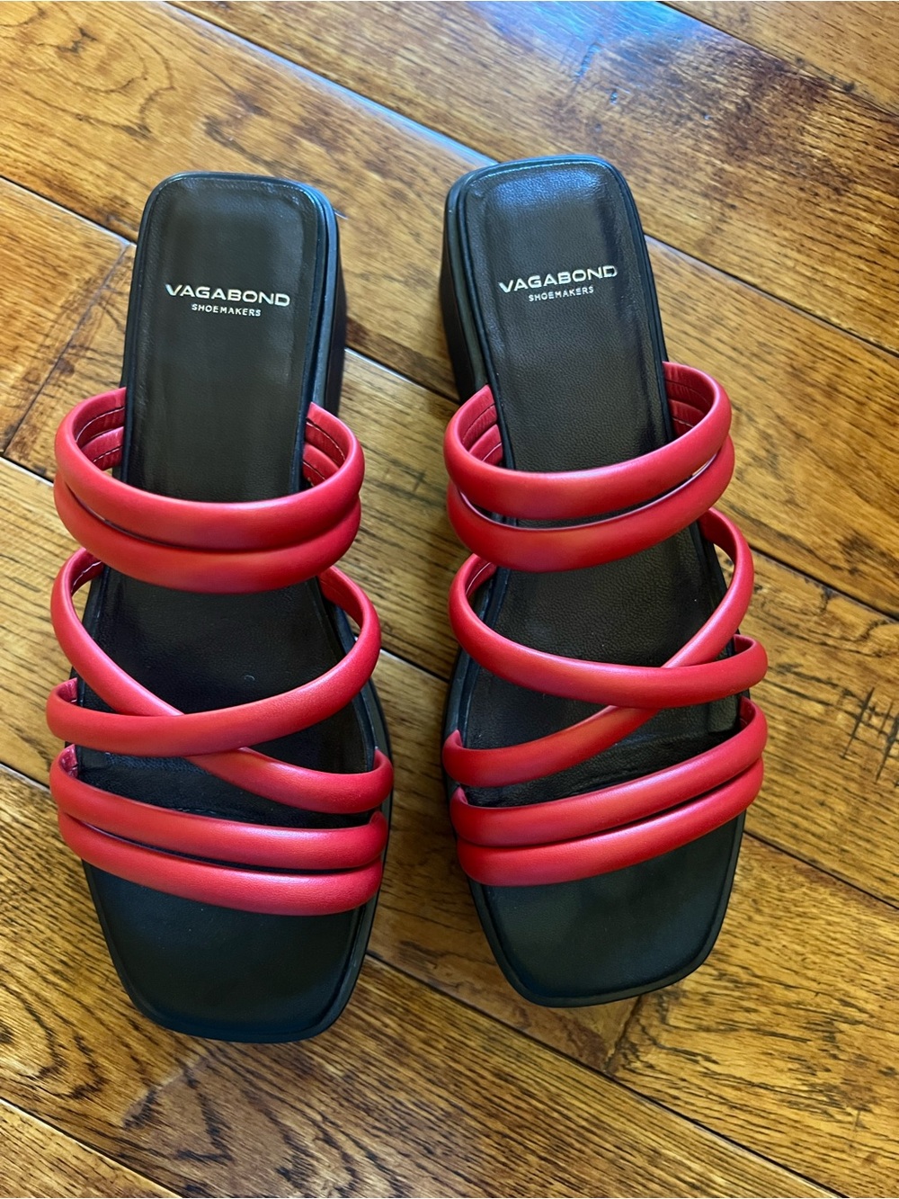 Vagabond Shoes Platform Sandals Leather Straps Red Size 7 - Picture 4 of 10